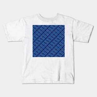 Geometric Flower Petal Pattern (Blue Shades) Kids T-Shirt